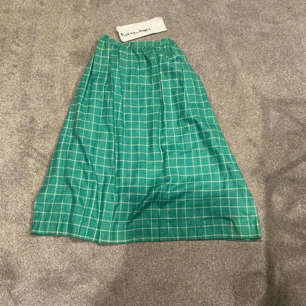 Vintage ‘80s ‘90s Carlisle silk & wool midi skirt | spearmint green Women Size 8
